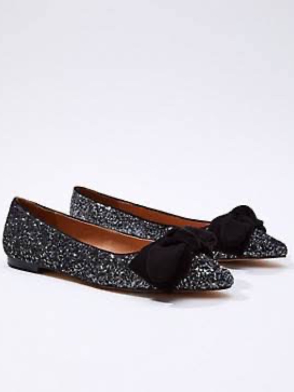 NWT LOFT Glitter Bow Pointed Toe Flat 8
